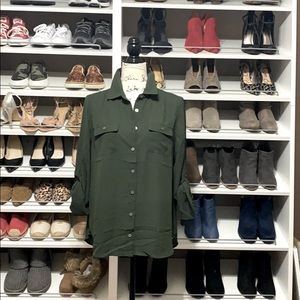 Army dark green button down shirt